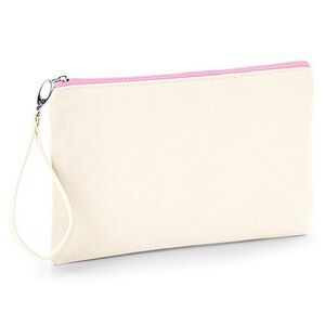 Westford Mill Canvas Wristlet Pouch / Natural/Pink